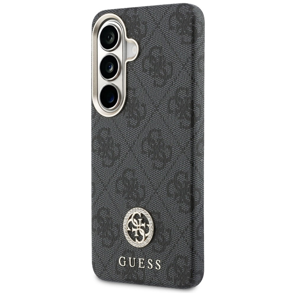 Coque MagSafe pour Samsung Galaxy S26 Plus S947, Guess, Logo Rond 4G en Strass, Noire