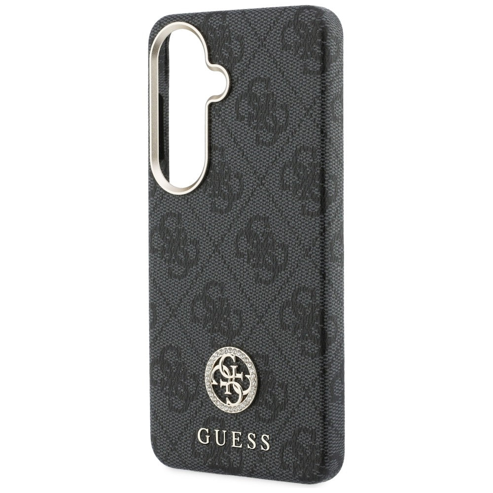 Coque MagSafe pour Samsung Galaxy S26 Plus S947, Guess, Logo Rond 4G en Strass, Noire