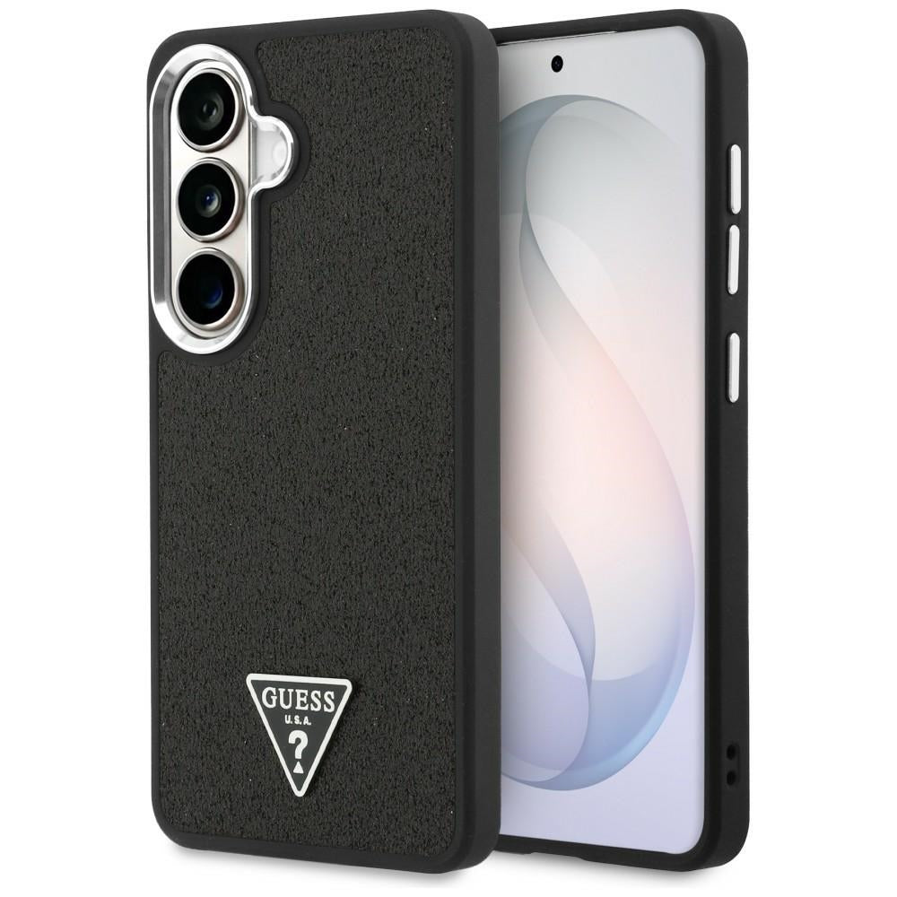 Coque MagSafe pour Samsung Galaxy S26 Plus S947, Guess, Logo Triangle Pailleté Fixe, Noire