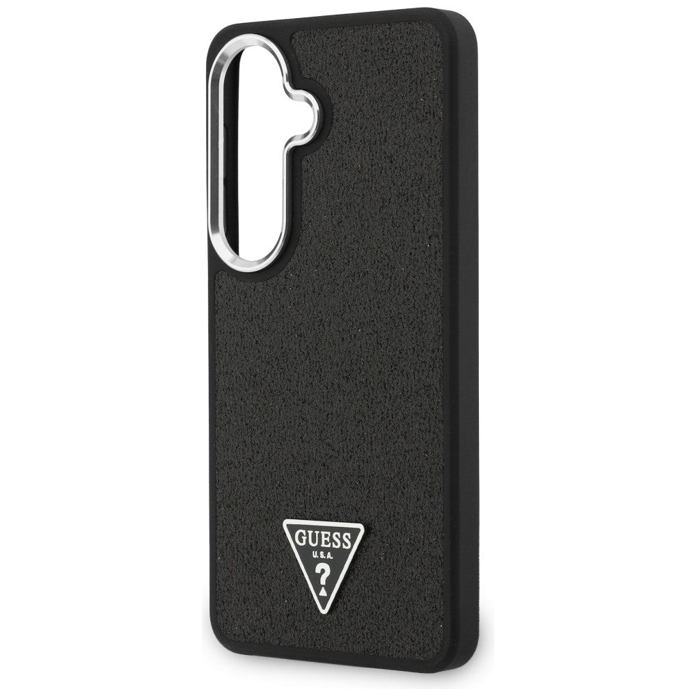 Coque MagSafe pour Samsung Galaxy S26 Plus S947, Guess, Logo Triangle Pailleté Fixe, Noire