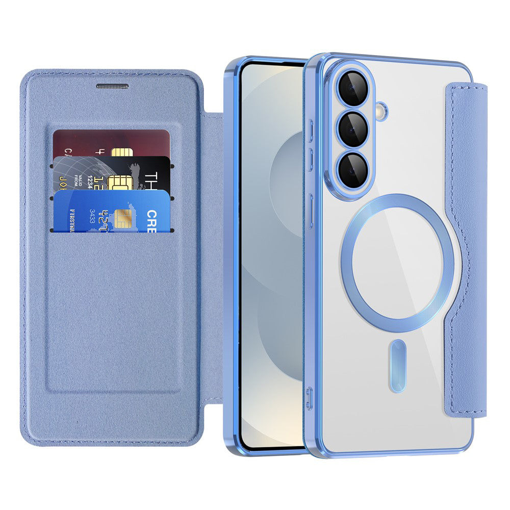 Coque MagSafe pour Samsung Galaxy S26 Plus S947, Techsuit, SmartMag Book, Bleu