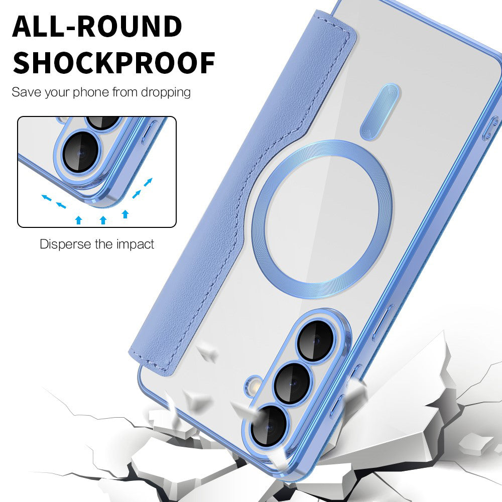 Coque MagSafe pour Samsung Galaxy S26 Plus S947, Techsuit, SmartMag Book, Bleu