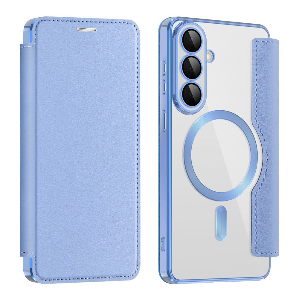 Coque MagSafe pour Samsung Galaxy S26 Plus S947, Techsuit, SmartMag Book, Bleu