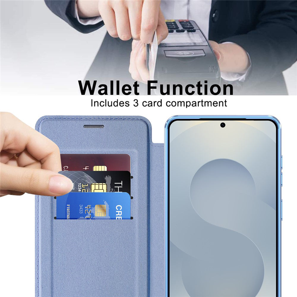 Coque MagSafe pour Samsung Galaxy S26 Plus S947, Techsuit, SmartMag Book, Bleu