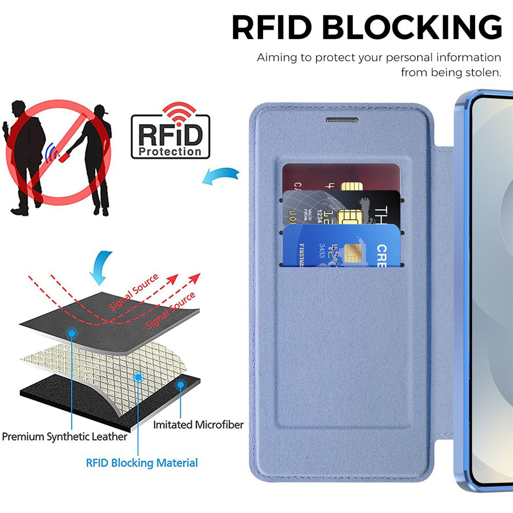 Coque MagSafe pour Samsung Galaxy S26 Plus S947, Techsuit, SmartMag Book, Bleu