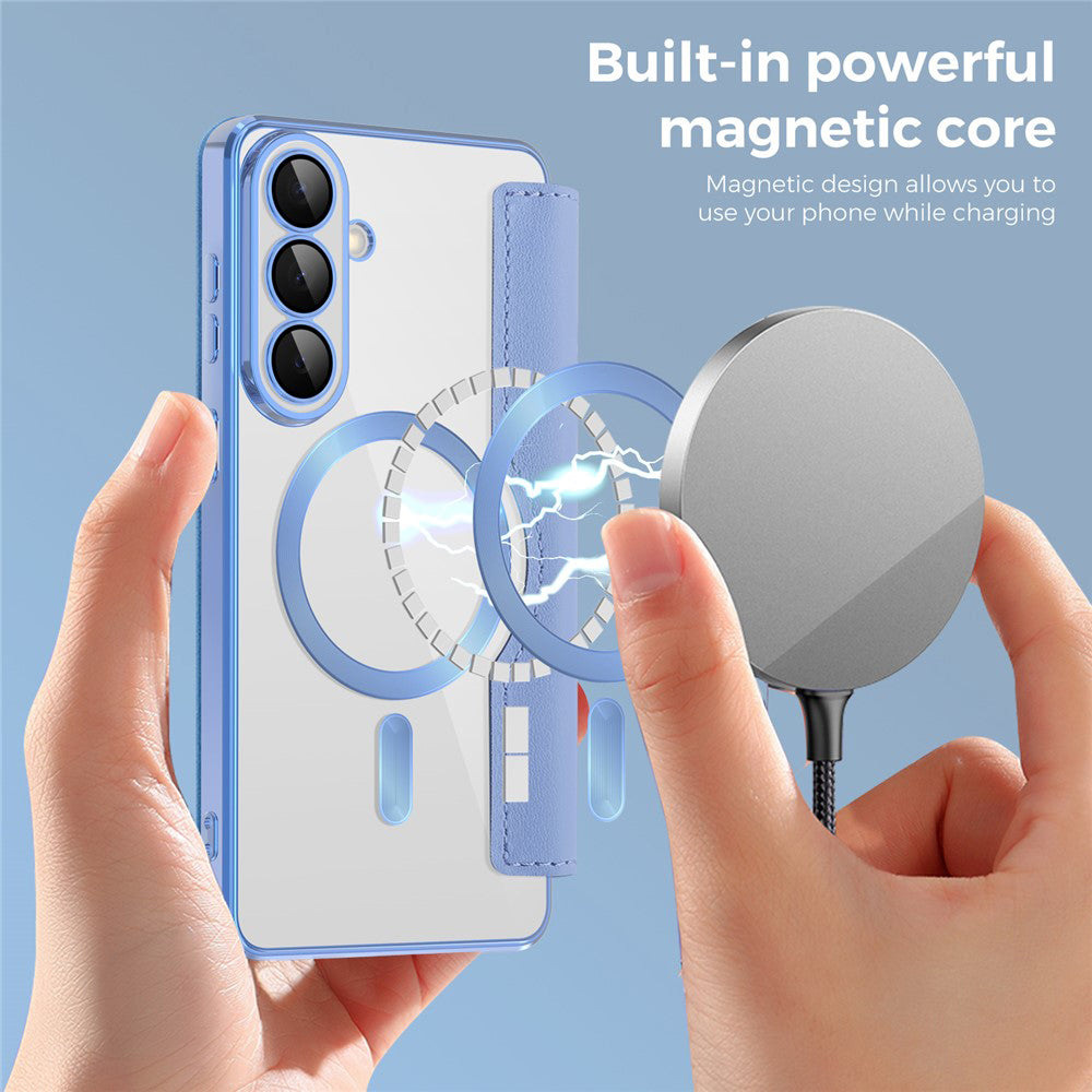 Coque MagSafe pour Samsung Galaxy S26 Plus S947, Techsuit, SmartMag Book, Bleu