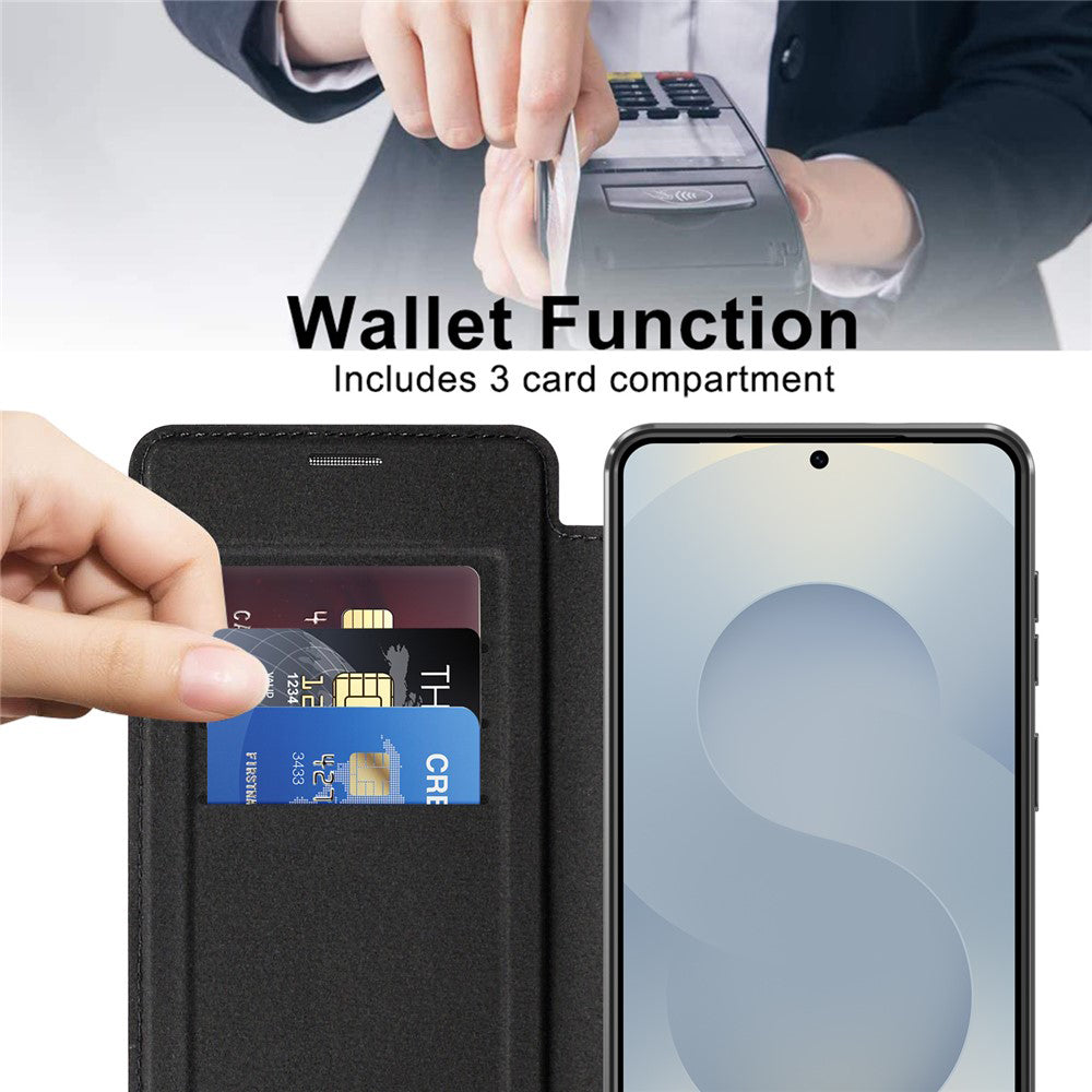 Coque MagSafe pour Samsung Galaxy S26 Plus S947, Techsuit, SmartMag Book, Noire