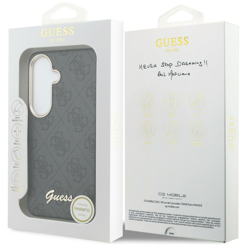 Coque MagSafe pour Samsung Galaxy S26 S942, Guess, Logo Script 4G, Noire