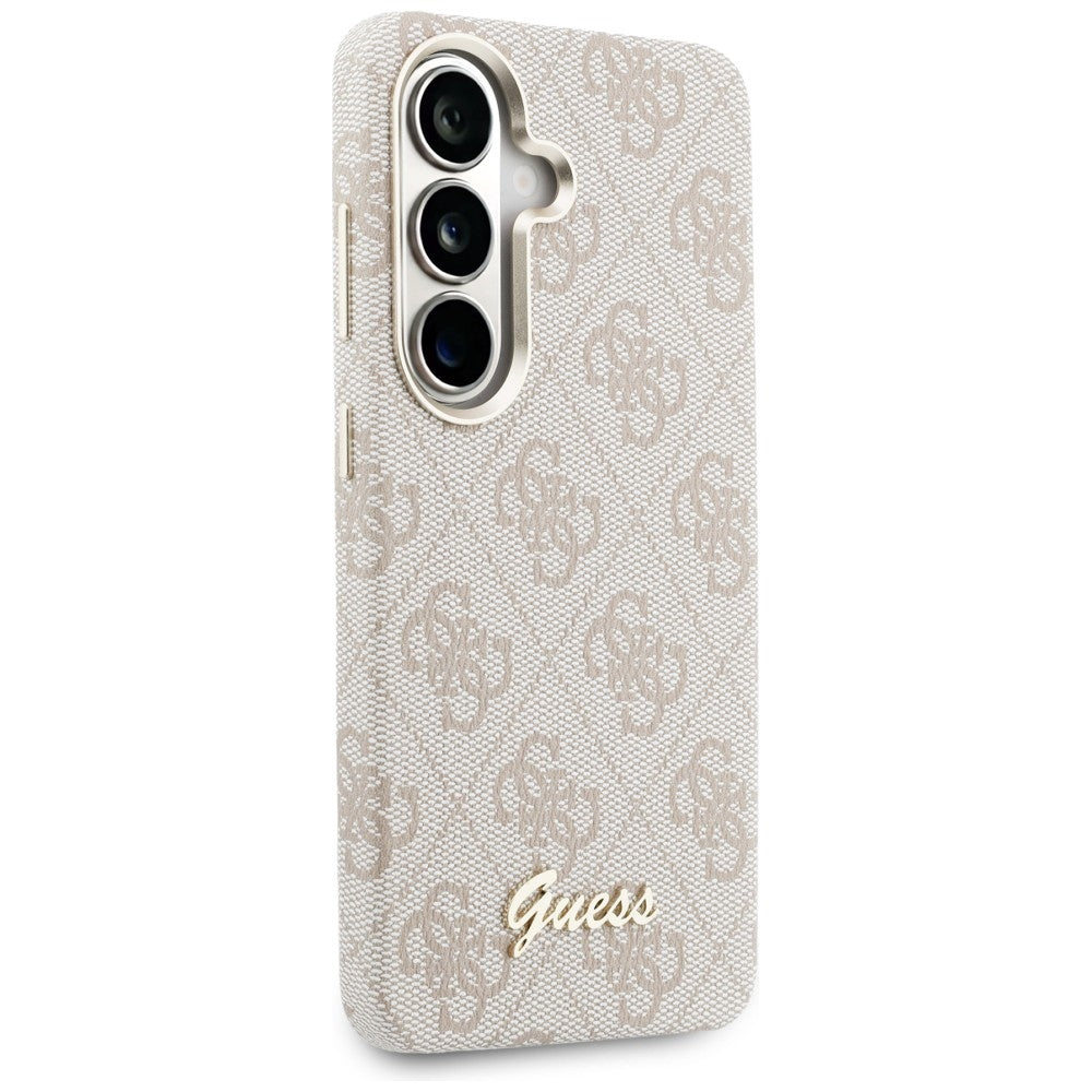 Coque MagSafe pour Samsung Galaxy S26 S942, Guess, Logo Script 4G, Rose