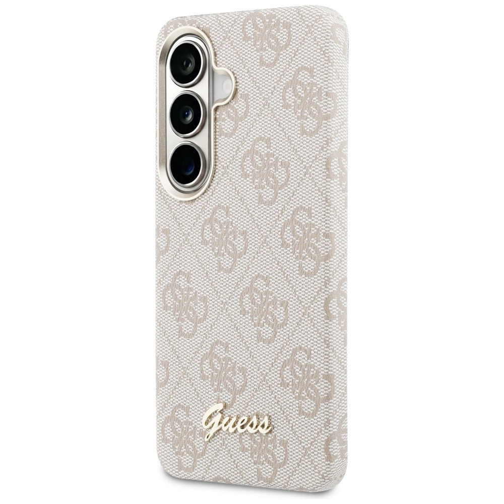 Coque MagSafe pour Samsung Galaxy S26 S942, Guess, Logo Script 4G, Rose
