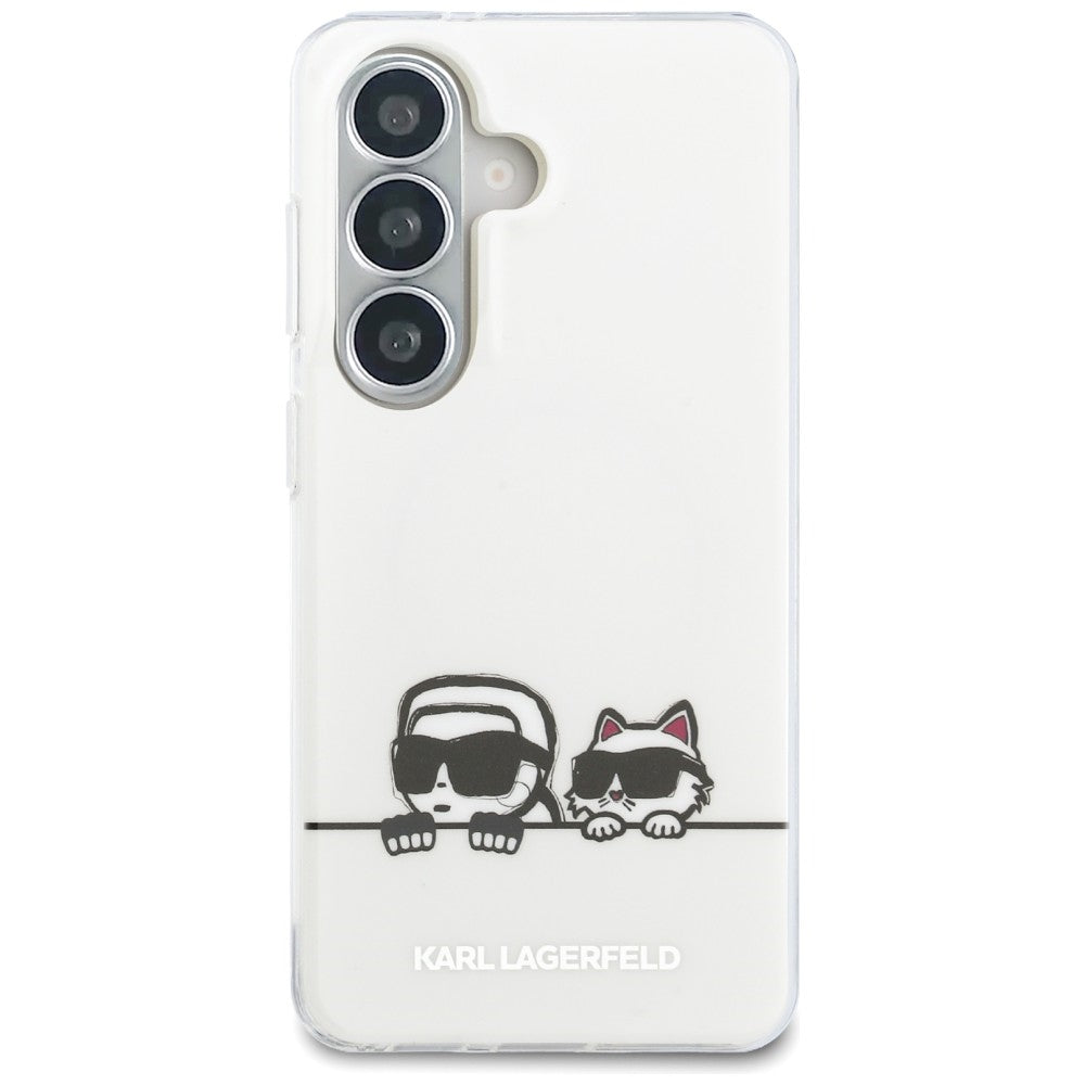 Étui MagSafe pour Samsung Galaxy S26 S942, Karl Lagerfeld, IML Karl & Choupette Peekaboo Logo, Blanc