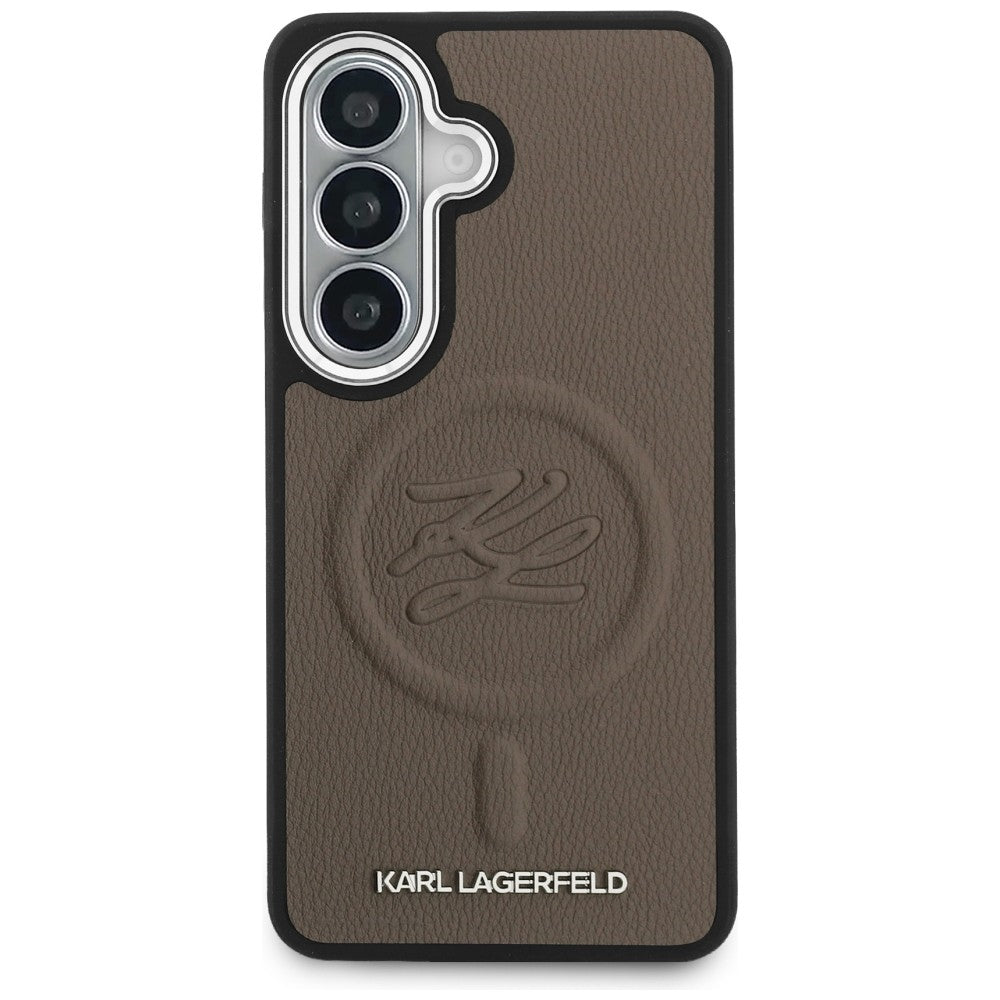 MagSafe Hülle für Samsung Galaxy S26 S942, Karl Lagerfeld, Initial Logo Debossed, Braun