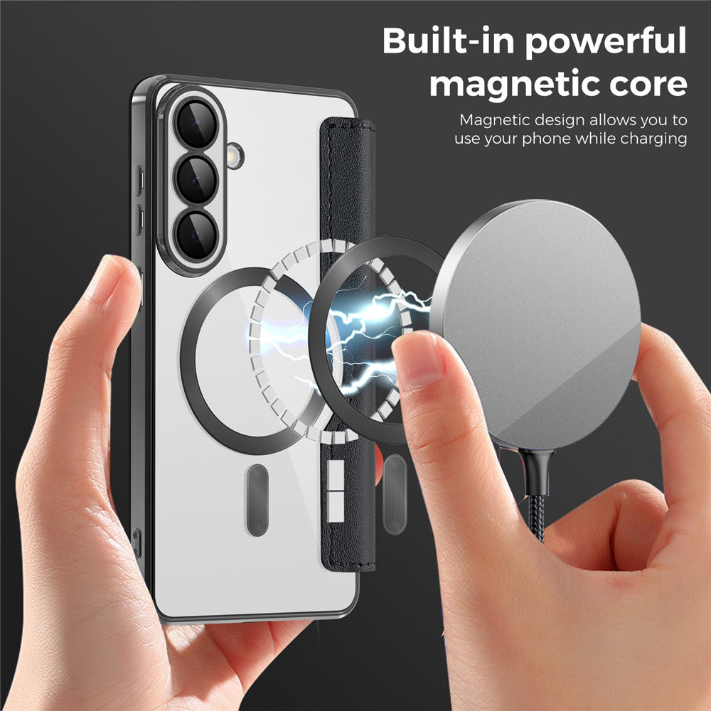 Coque MagSafe pour Samsung Galaxy S26 S942, Techsuit, SmartMag Book, Noire