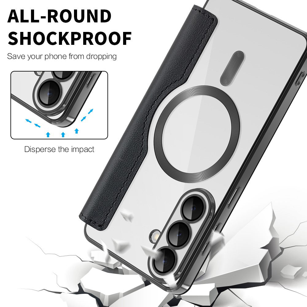 Coque MagSafe pour Samsung Galaxy S26 S942, Techsuit, SmartMag Book, Noire