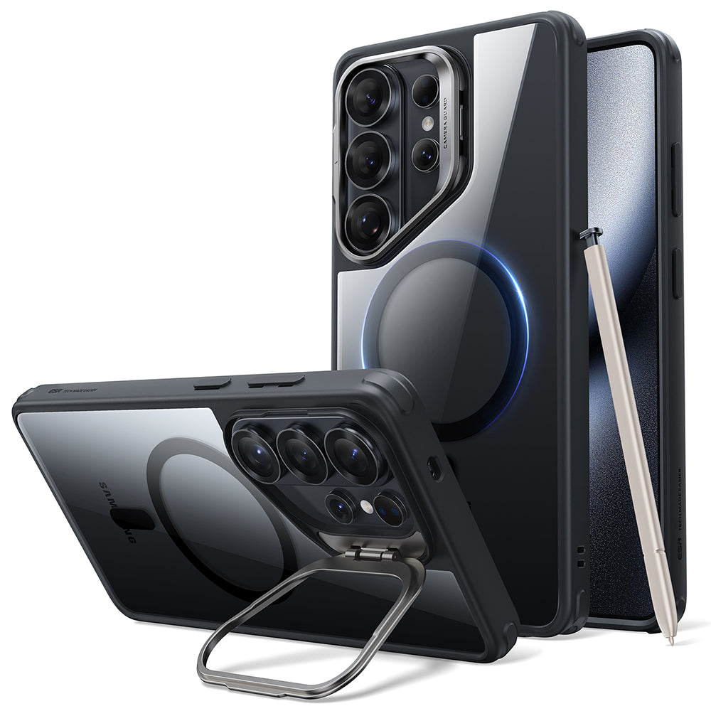 Coque MagSafe pour Samsung Galaxy S26 Ultra S948, ESR, Classic Hybrid Kickstand, Noire Transparente