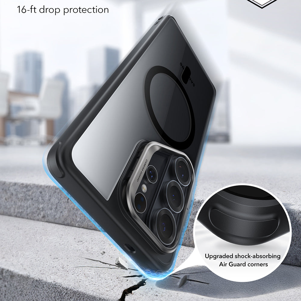 Coque MagSafe pour Samsung Galaxy S26 Ultra S948, ESR, Classic Hybrid Kickstand, Noire Transparente