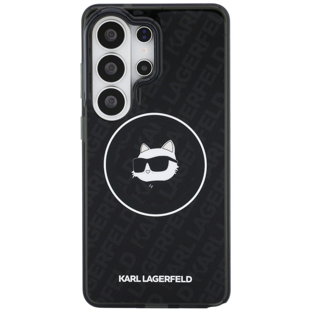 Housse MagSafe pour Samsung Galaxy S26 Ultra S948, Karl Lagerfeld, IML Choupette Head on KL Repeated Logo, Noire