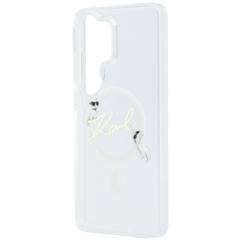 Coque MagSafe pour Samsung Galaxy S26 Ultra S948, Karl Lagerfeld, IML Choupette Karl Script Logo, Blanche.