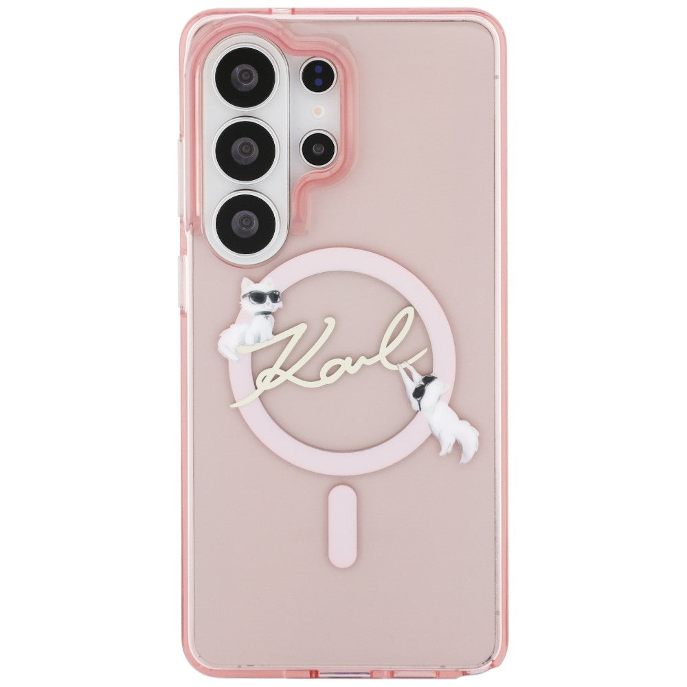 MagSafe Hülle für Samsung Galaxy S26 Ultra S948, Karl Lagerfeld, IML Choupette Karl Script Logo, Rosa
