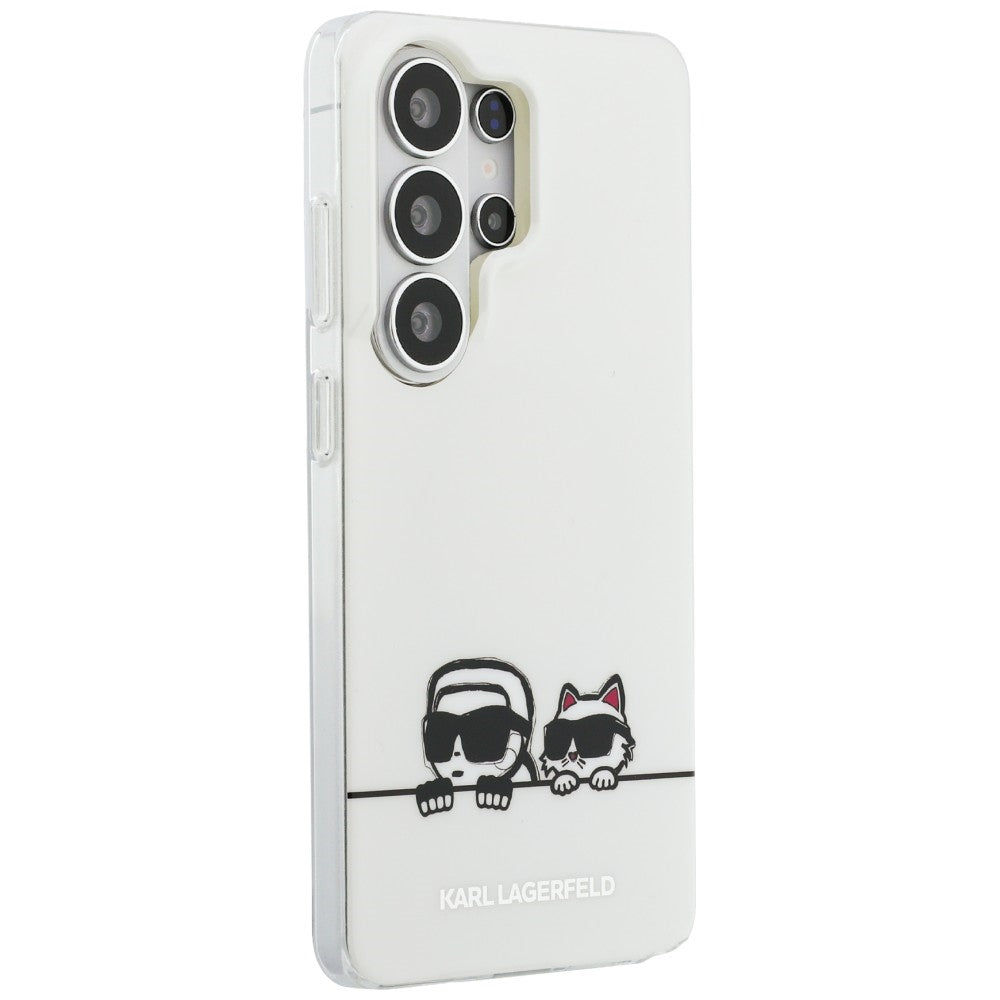 MagSafe Hülle für Samsung Galaxy S26 Ultra S948, Karl Lagerfeld, IML Karl & Choupette Peekaboo Logo, Weiß