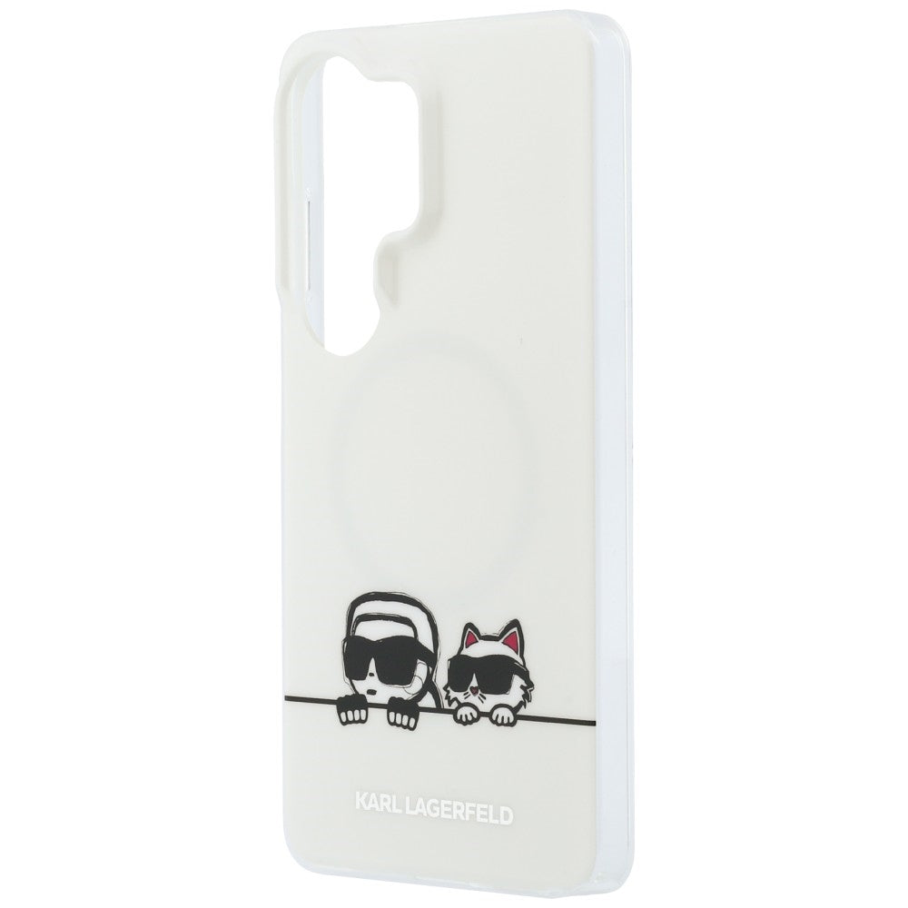 MagSafe Hülle für Samsung Galaxy S26 Ultra S948, Karl Lagerfeld, IML Karl & Choupette Peekaboo Logo, Weiß