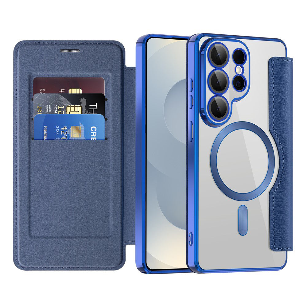 Housse MagSafe pour Samsung Galaxy S26 Ultra S948, Techsuit, SmartMag Book, Bleue
