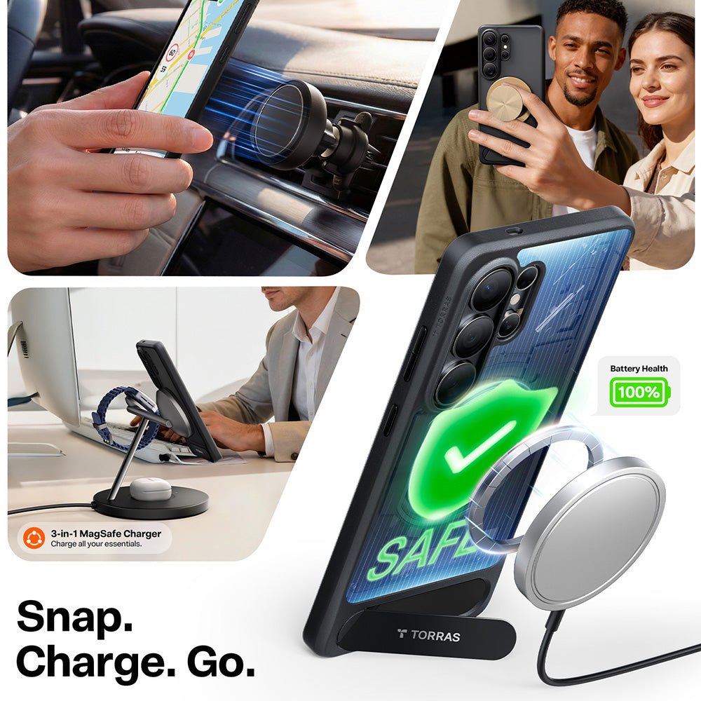 MagSafe Hülle für Samsung Galaxy S26 Ultra S948, Torras, Pstand, Schwarz