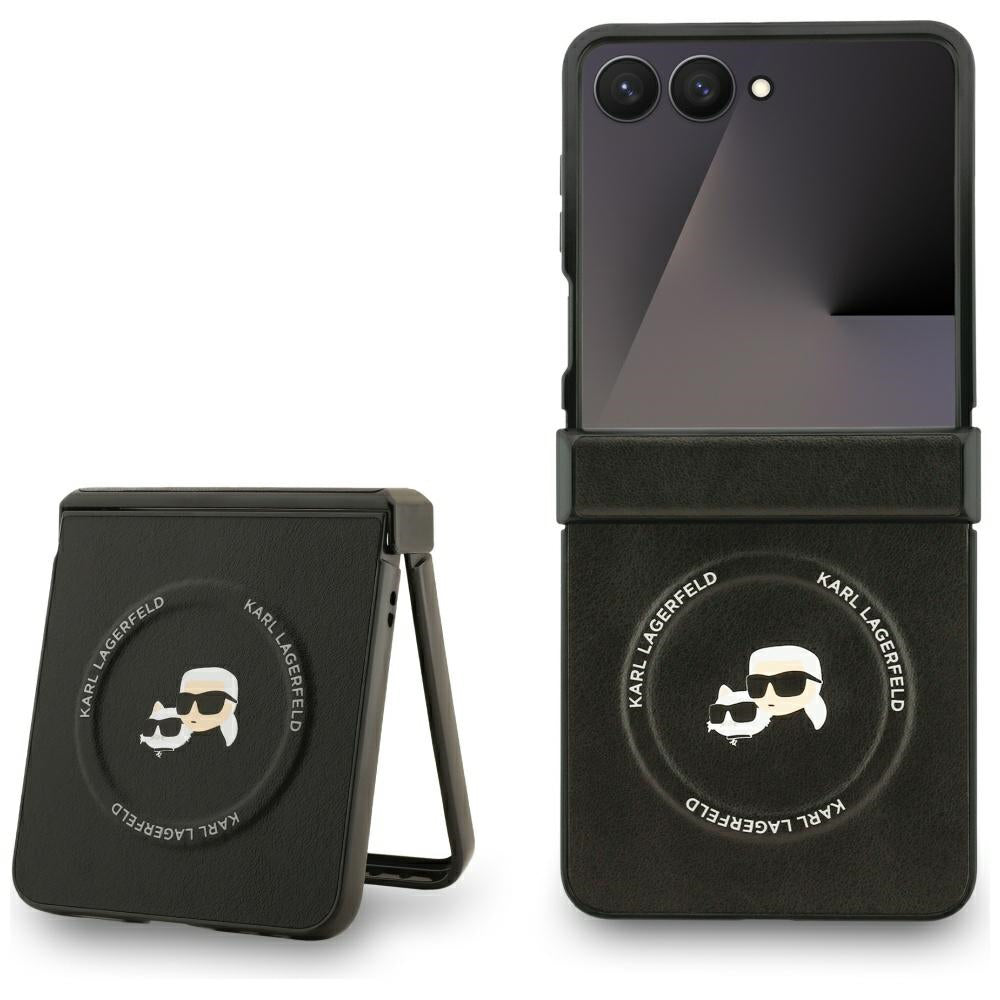 MagSafe Hülle für Samsung Galaxy Z Flip7 F766, Karl Lagerfeld, Karl & Choupette Pins, Schwarz