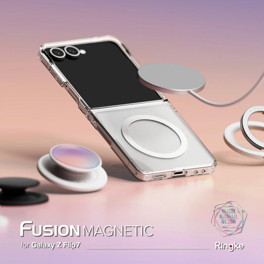 Coque MagSafe pour Samsung Galaxy Z Flip7 F766, Ringke, Fusion, Transparente