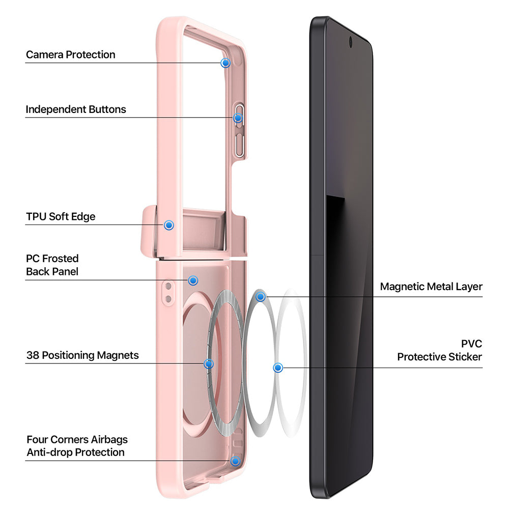 Coque MagSafe pour Samsung Galaxy Z Flip8 F776, DUX DUCIS, Yind, Rose Clair