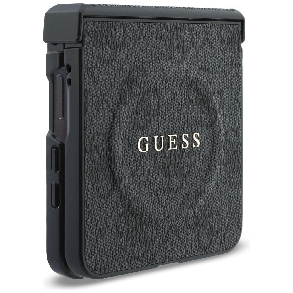 Coque MagSafe pour Samsung Galaxy Z Flip8 F776, Guess, 4G Leather Classic, Noire