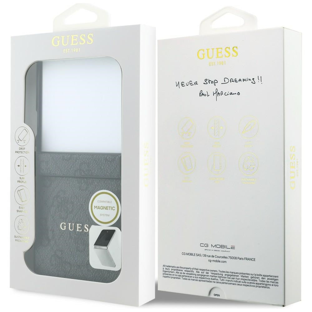 Coque MagSafe pour Samsung Galaxy Z Flip8 F776, Guess, 4G Leather Classic, Noire
