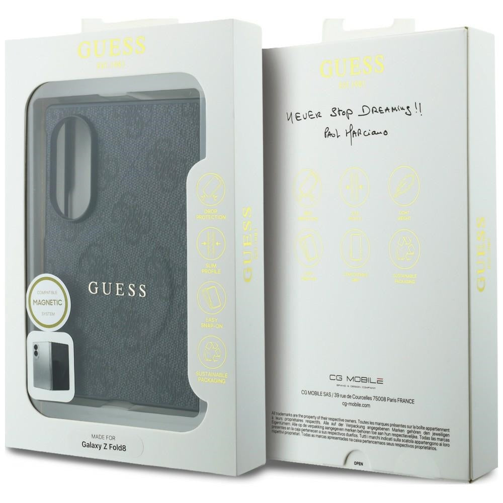Coque MagSafe pour Samsung Galaxy Z Fold8 F971, Guess, 4G Leather Classic, Noire