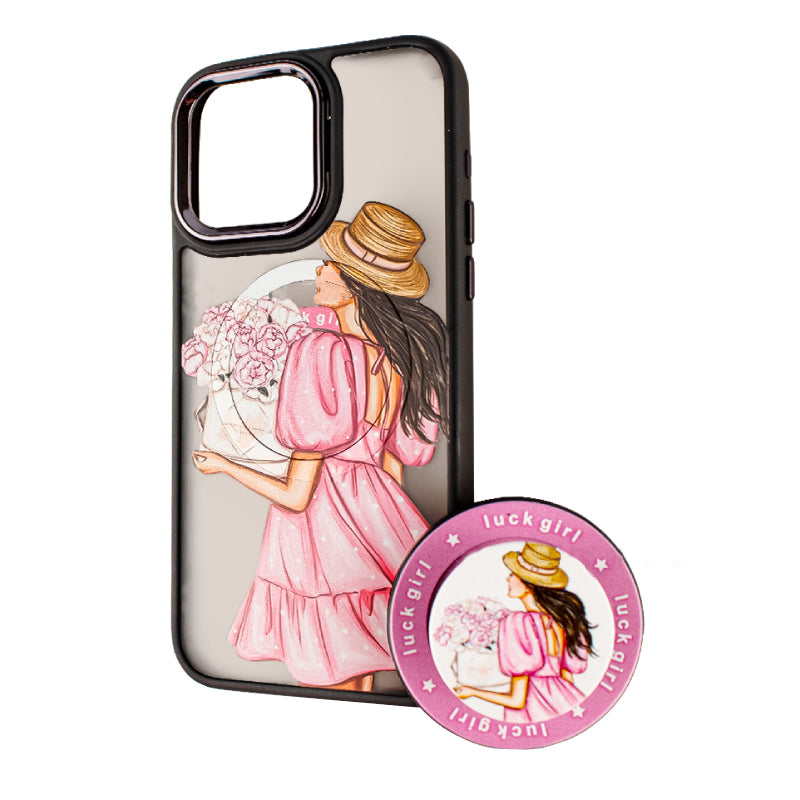 Coque MagSafe pour Xiaomi Redmi 10A / 9C, BOTER, MagPopsocket Luck Girl, Multicolore