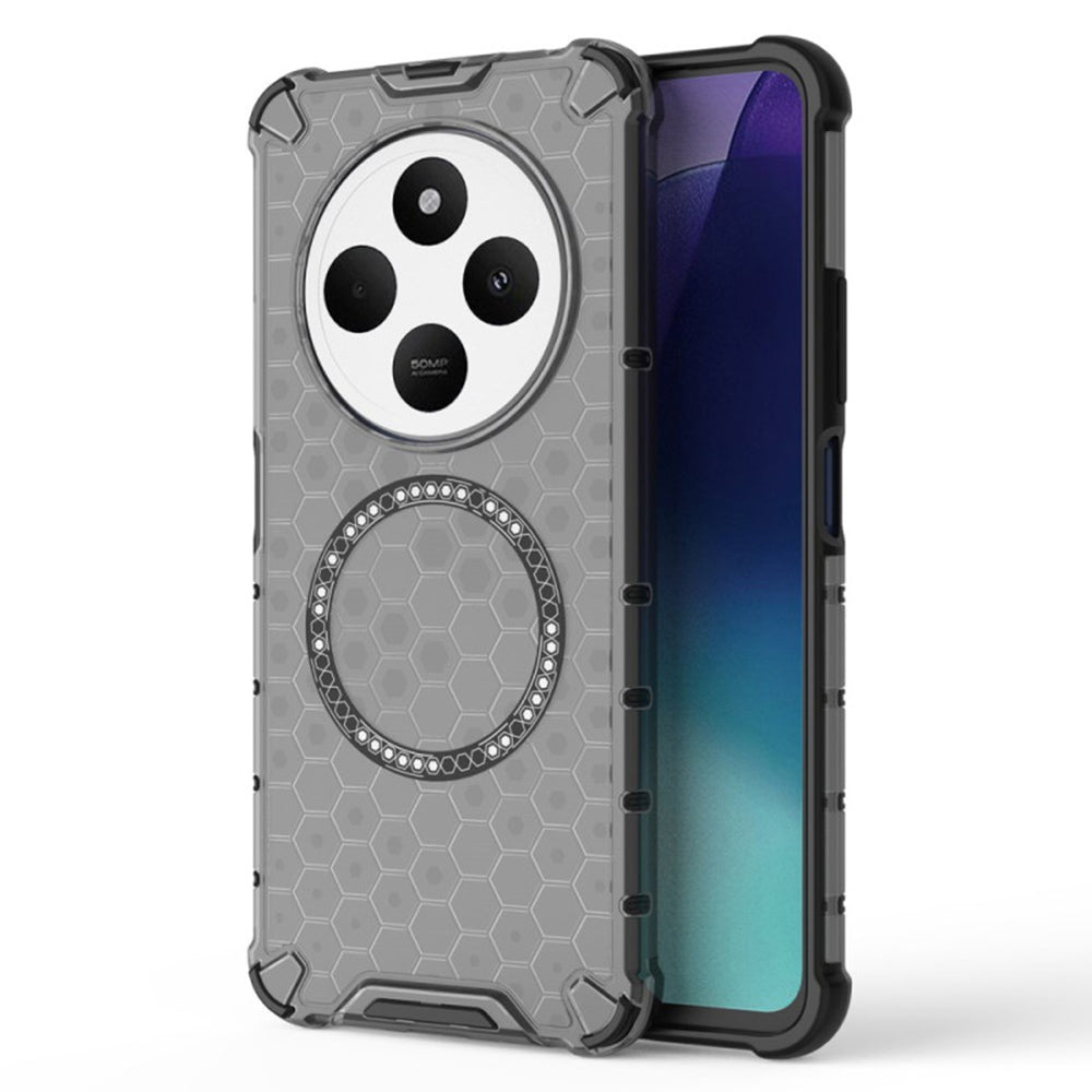 Coque MagSafe pour Xiaomi Poco C75 / Redmi 14C, Techsuit, HoneyComb Shield, Noire