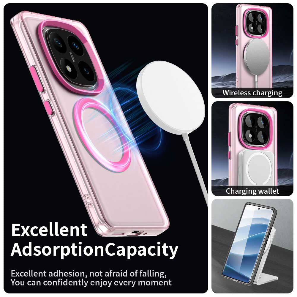 Coque MagSafe pour Xiaomi Poco X7 / Redmi Note 14 Pro 5G, Techsuit, CandyCase, Rose