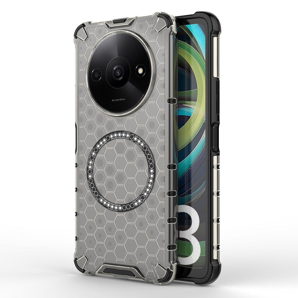 Coque MagSafe pour Xiaomi Redmi A3x / A3, Techsuit, HoneyComb Shield, Noire