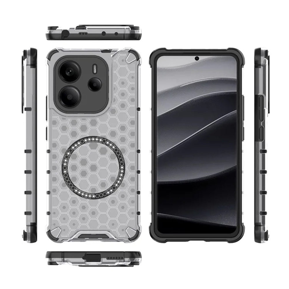 Coque MagSafe pour Xiaomi Redmi Note 14 4G (Régional), Techsuit, HoneyComb Shield, Blanche