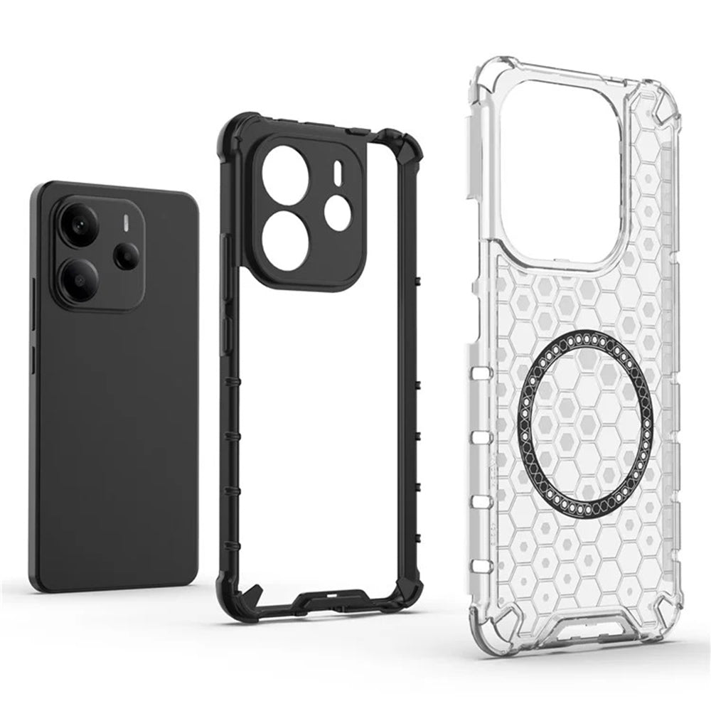Coque MagSafe pour Xiaomi Redmi Note 14 4G (Régional), Techsuit, HoneyComb Shield, Blanche