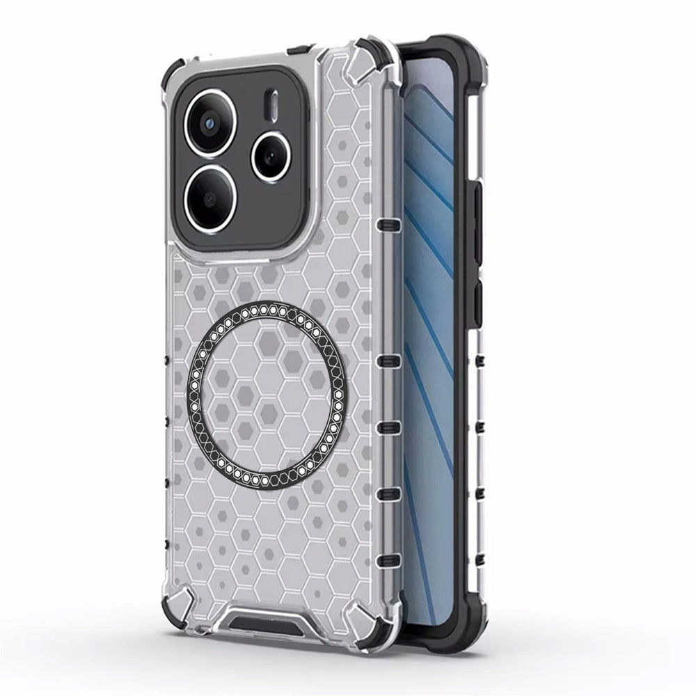 Coque MagSafe pour Xiaomi Redmi Note 14 5G, Techsuit, HoneyComb Shield, Blanche