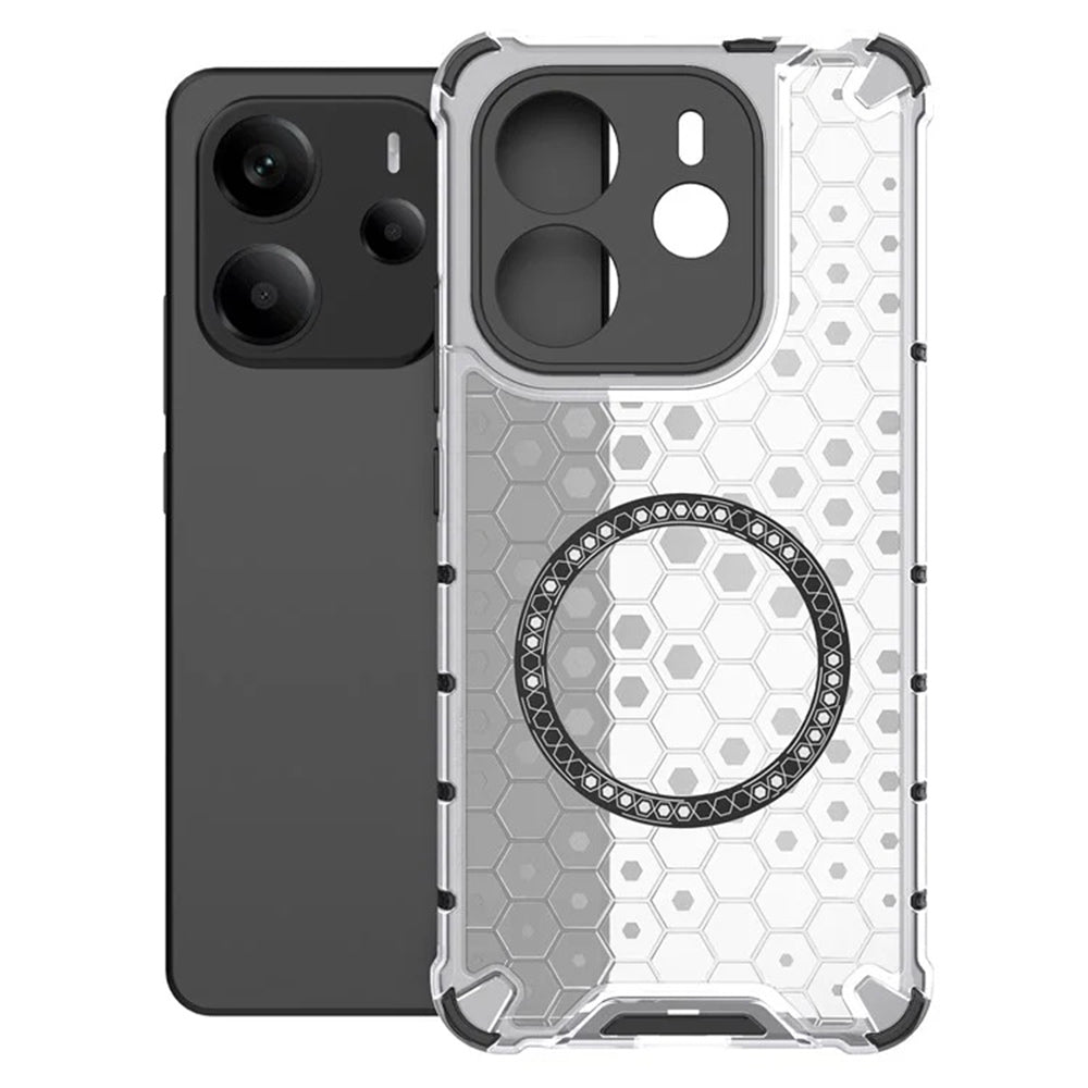 Coque MagSafe pour Xiaomi Redmi Note 14 5G, Techsuit, HoneyComb Shield, Blanche