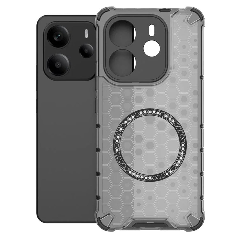 Coque MagSafe pour Xiaomi Redmi Note 14 5G, Techsuit, HoneyComb Shield, Noire