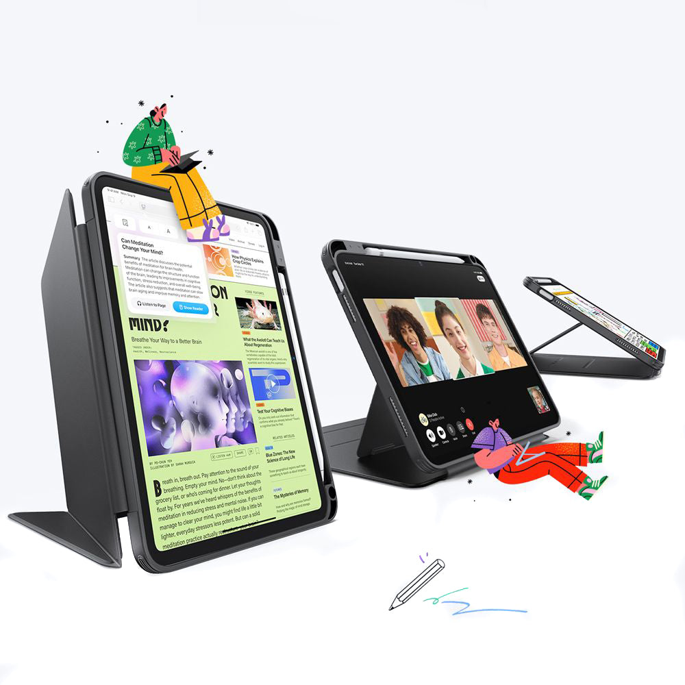 Hülle für Apple iPad (2025) / (2022), ESR, Flip Hybrid, Schwarz, Wiederverpackt