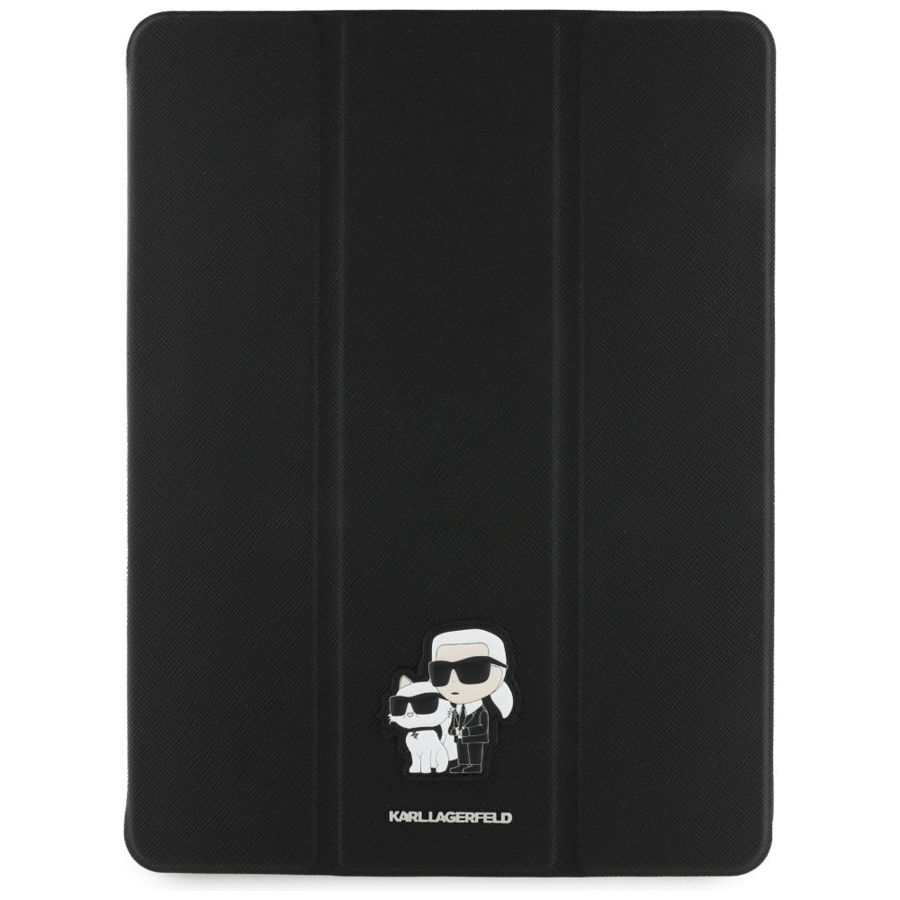 Étui pour Apple iPad Pro 13 (2024), Karl Lagerfeld, Saffiano Karl & Choupette, Noir.