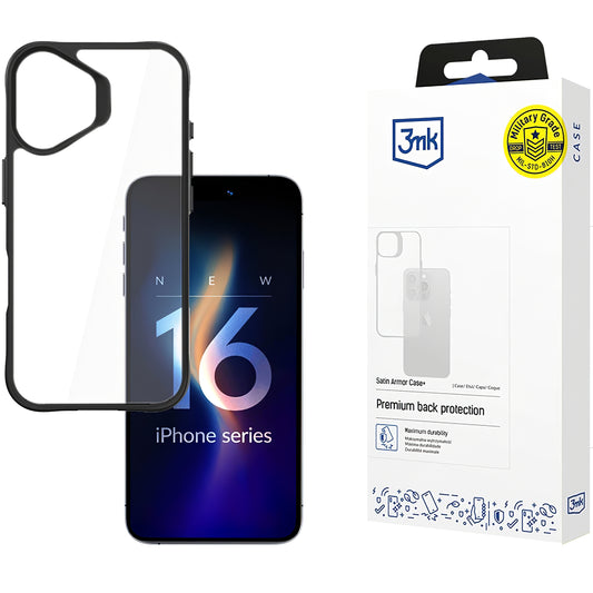 Coque pour Apple iPhone 16, 3MK, Satin Armor Case+, Transparent