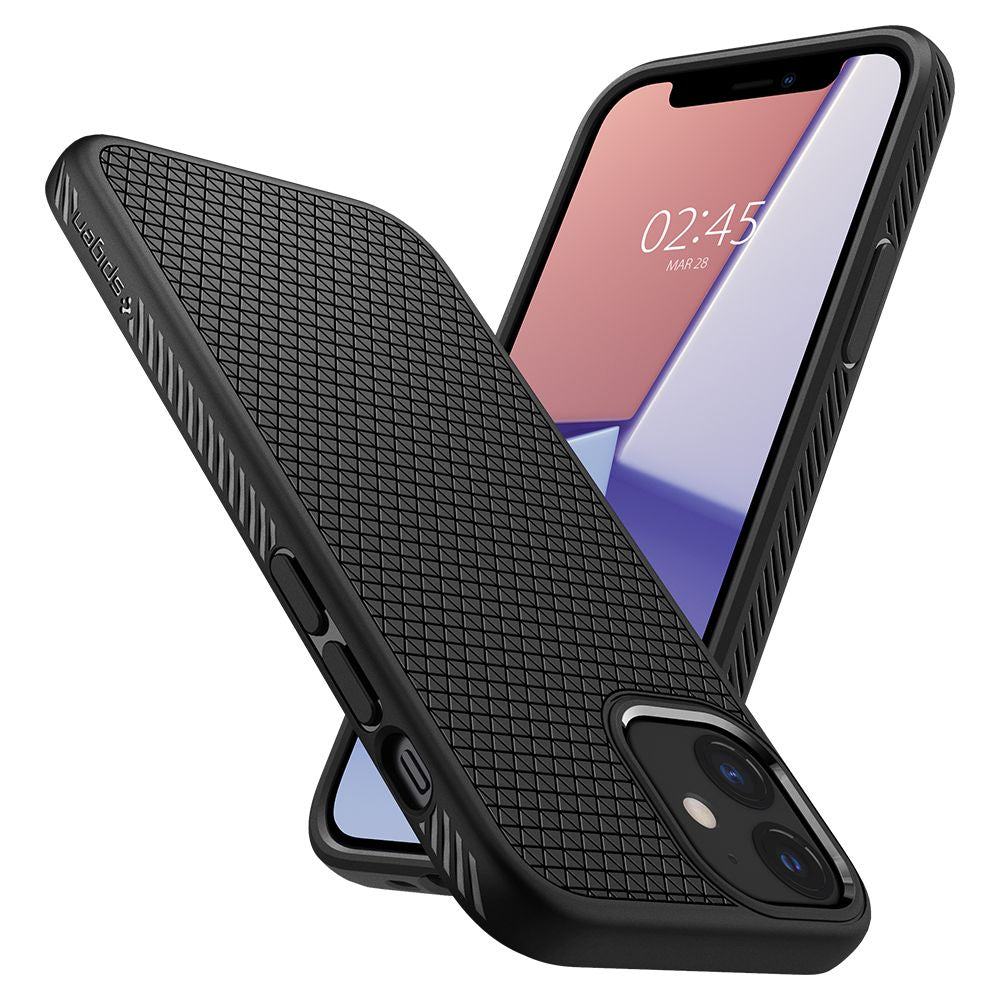 Coque pour Apple iPhone 12 / 12 Pro, Spigen, Liquid Air, Noire ACS01701