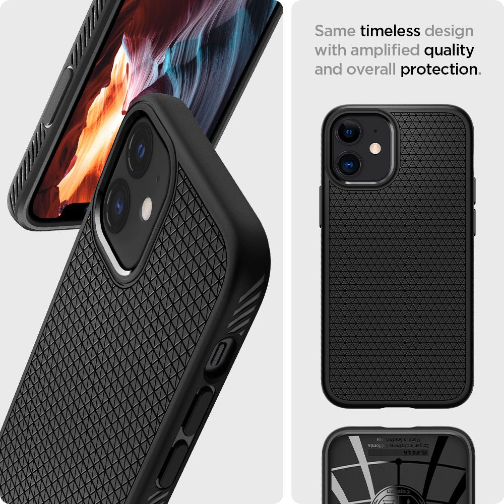 Coque pour Apple iPhone 12 / 12 Pro, Spigen, Liquid Air, Noire ACS01701