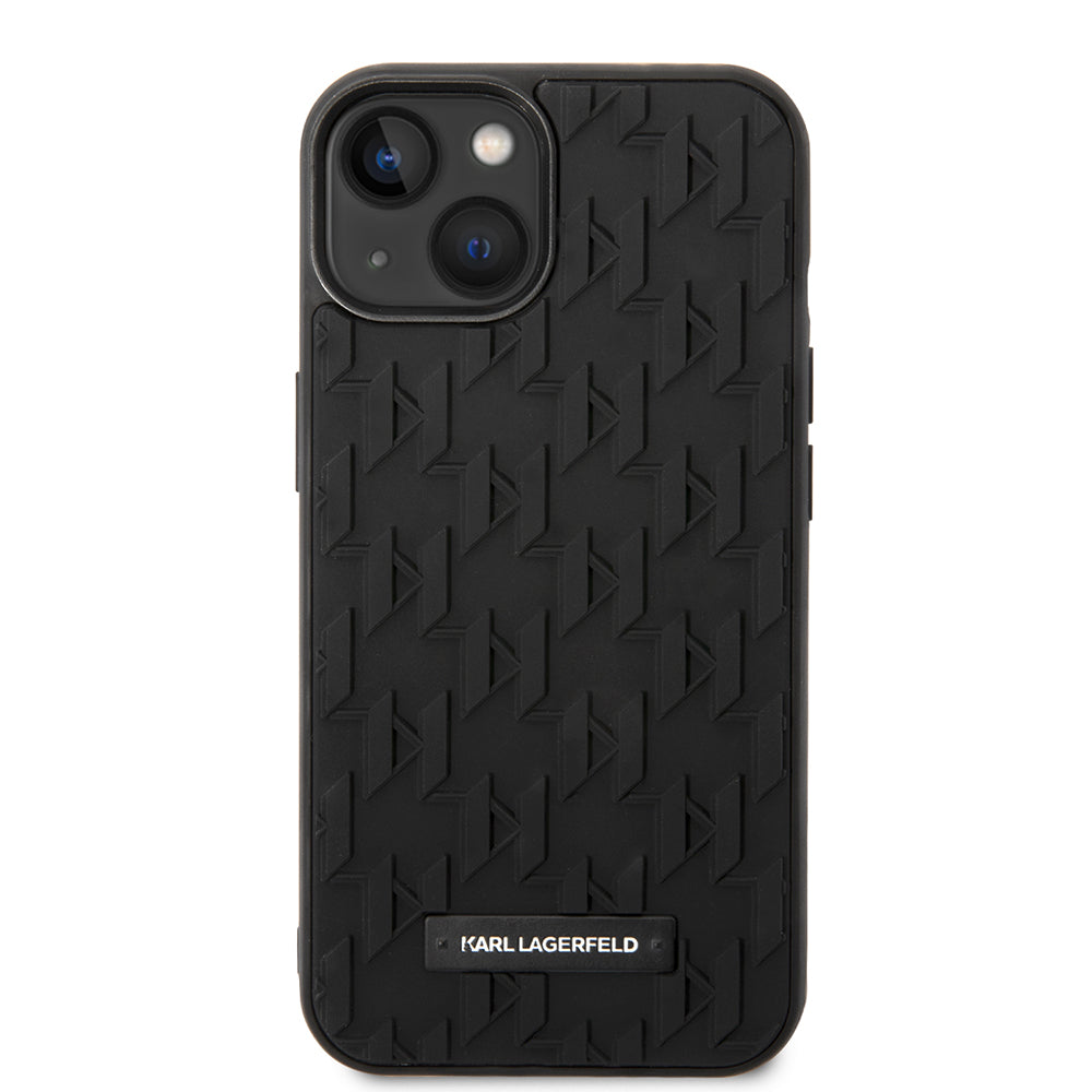 Étui pour Apple iPhone 14 Plus, Karl Lagerfeld, Monogramme 3D, Noir