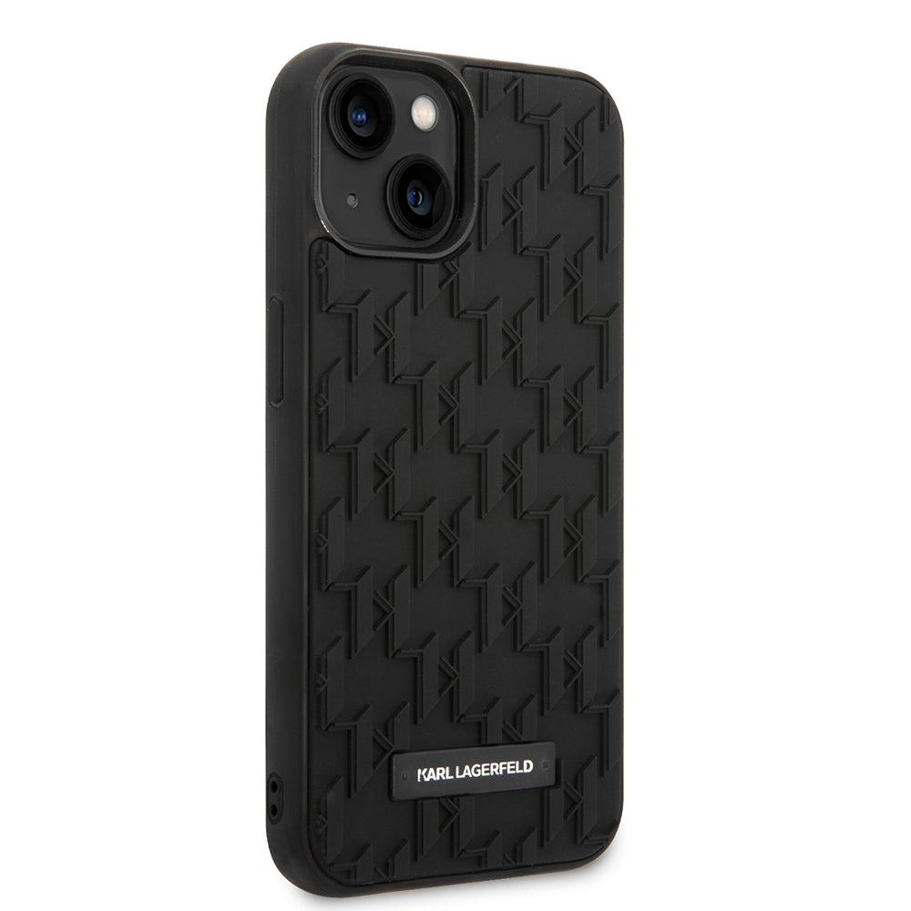 Étui pour Apple iPhone 14 Plus, Karl Lagerfeld, Monogramme 3D, Noir