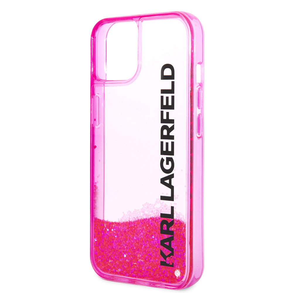 Étui pour Apple iPhone 14 Plus, Karl Lagerfeld, Liquid Glitter KL Logo, Rose